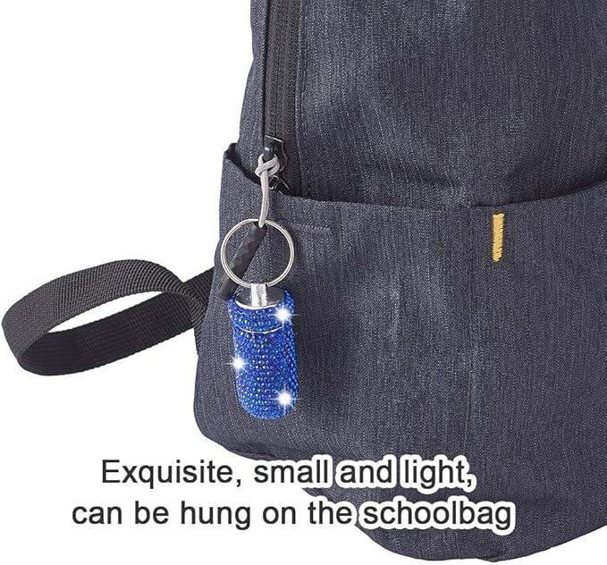 XhuangTech Waterproof Keychain Pill Box Bling Round Medicine Organizer Holder Container Aluminum Portable Mini Bottle Storage Case for Outdoor Travel Camping Purse Pocket (Deep Blue)