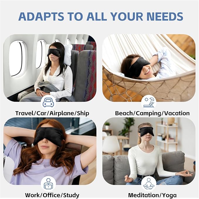 SPRING SEAON Weighted Eye Mask with 100% Patented Light Blocking Design for Men and Women, Velvet Gravity Eye Mask with Adjustable Head Circumference for Sleeping, Airplane, Travel, Gifts for Wife