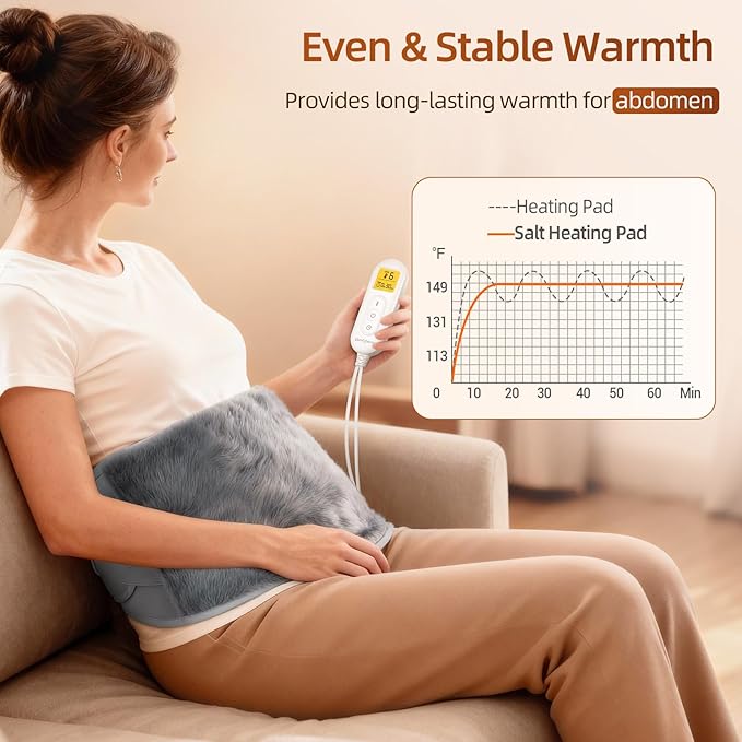 Comfytemp Himalayan Salt Weighted Heating Pad for Back, Electric Moist Heated Pad for Period, Birthday Day for Women Mom Men Dad, Consistent and Even Warmth, Heat Waist Belt - 6 Heat Levels & 7 Timers