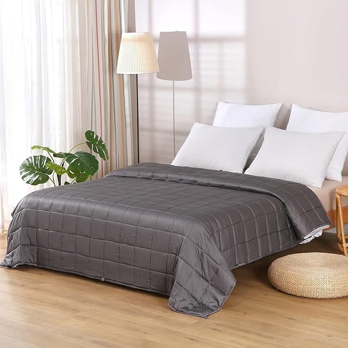 ZonLi Cooling Weighted Blanket (60"x80", 20lbs, Grey) Queen Size Bamboo-Derived Rayon Weighted Blanket for Adults, High Breathability Heavy Blanket, Soft Material with Premium Glass Beads