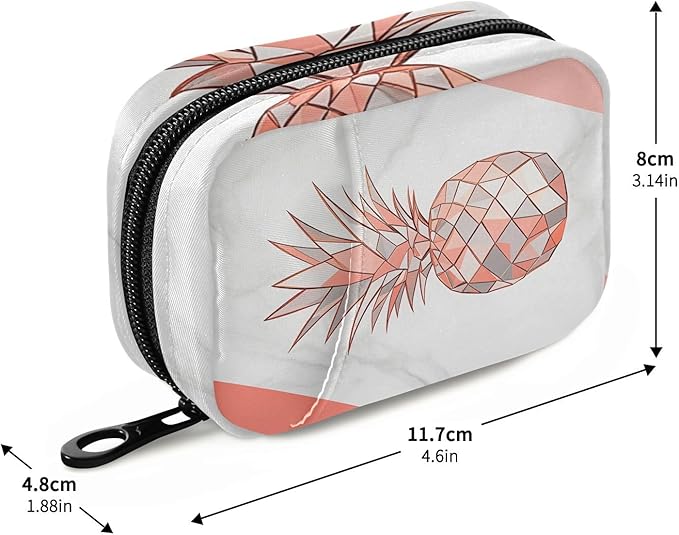 Rose Gold Marble Pinapple Pill Organizer Case White Marbling 7 Day Travel Pill Box with Zipper Portable Weekly Vitamin Medicine Supplement Holder Pouch Bag