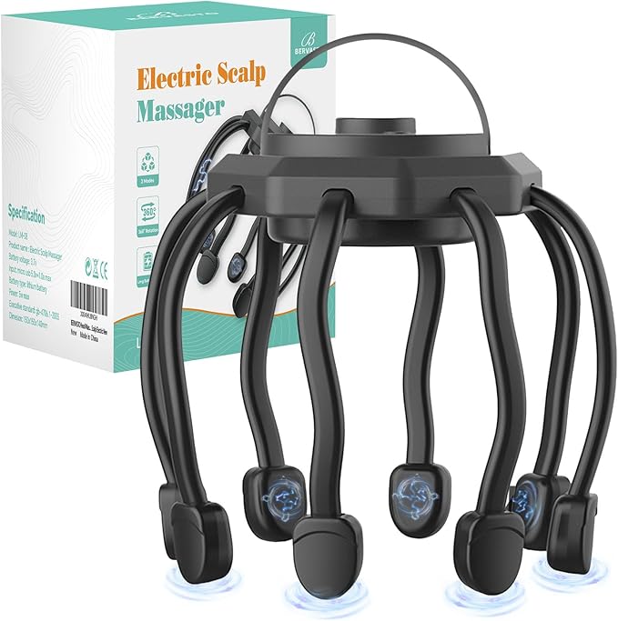 Head Massager Scalp Electric with 3 Modes, Head Massager Scalp Stress Relax Rechargeable Portable, Type-C, Head Scratcher for Stress Relax