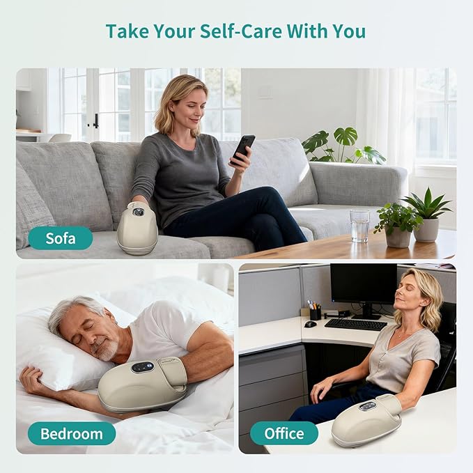 Nekteck Hand Massager with Heat and Compression, Cordless Hand Massager for Arthritis and Carpal Tunnel Wrist-to-Fingers Pain Relief for Women Men, Rechargeable