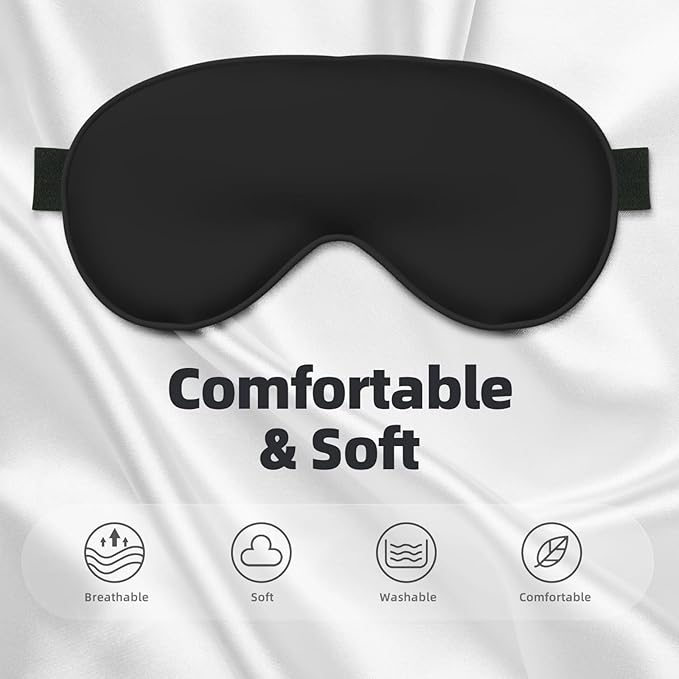 Personalized Eye Masks,Customized Sleep Blindfold Eye Mask,Custom Blackout Eye Cover with Adjustable Strap for Travel and Nap Solid Black