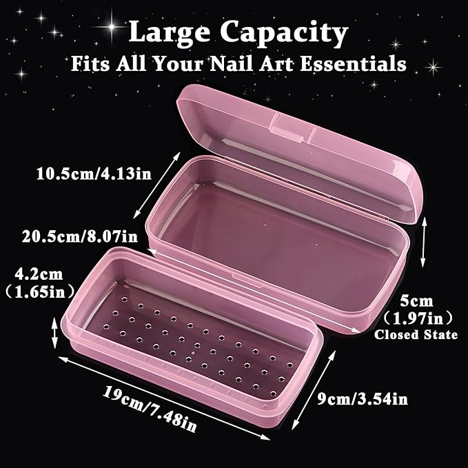 Nail Tool Sterilizer Box Plastic Sterilization Tray for Nail Art Accessories Tools, Disinfectant Container Soaking Box with Strainer Pedicure Manicure Cleaning Equipment, Pink