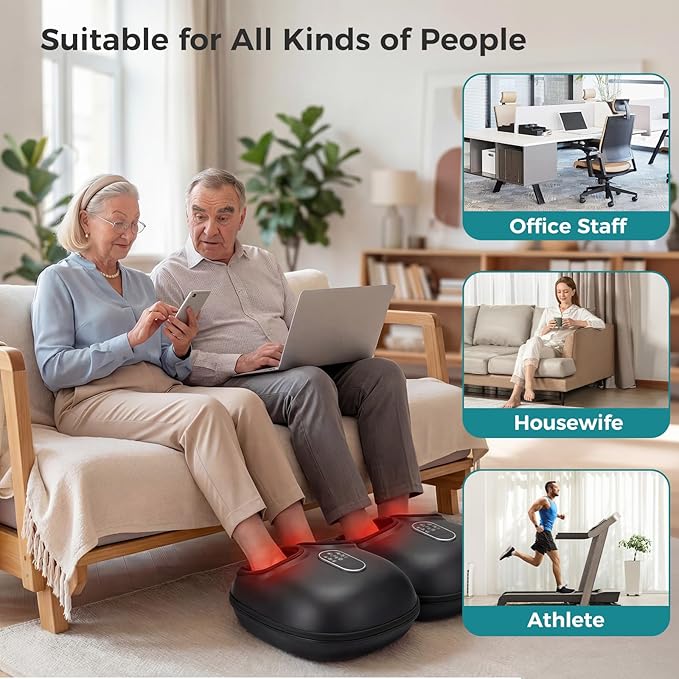OLIXIS Foot Massager Machine with Heat, Shiatsu Deep Kneading Feet Massager with Air Compression, 6 Modes, Foot Massager for Plantar Fasciitis Pain Relief, Gifts for Women Men