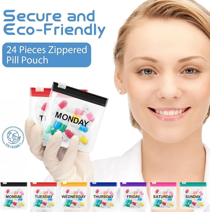 70 Pcs Pill Pouch Bags Zippered Reusable Medicine Pouches Travel Plastic Pill Bags Self Sealing Medicine Organizer with Slide Lock for Medication, Vitamins, Jewelry, Daily Small Items(Colored)
