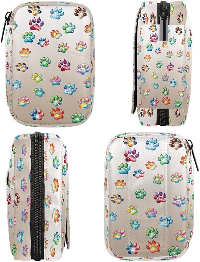 Weekly Travel Pill Organizer Case for Purse with Removable 7 Day Box Portable Compact Size Pill Box Fashionable Pill Container for Medicine Vitamin Supplement Cute Paw Skin