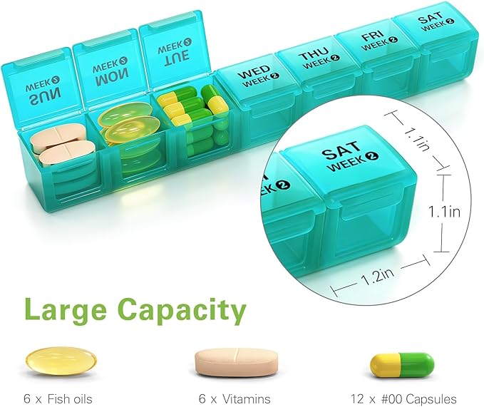 BUG HULL Monthly Pill Organizer, Moisture-Proof Large 28 Days Pill Box with Removable 4 Weeks Pill Case Rows, Medicine Pills Organizers, Travel Pill Organizer with One Month Pill Container-Light Black