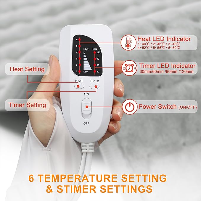 Deepsoon Heating Pad,Electric Heating Pads for Back,Neck,Abdomen,Moist Heating Pad for Shoulder,Knee,Arms,Legs,Dry/Moist Heat & Auto Shut Off,Christmas Gifts for Men and Women,Silver,24x12 Inch