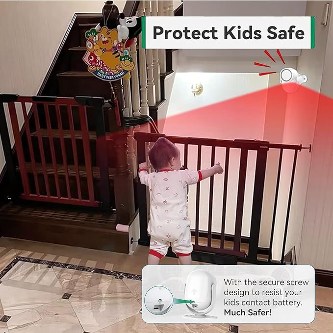 Luckydeer 125dB Loud Motion Sensor Alarm with 328ft Dual Remote (40ft PIR Detector, 3*AA Batteries), Indoor Wireless Infrared Security Motion Detector with Siren for Homes/Sheds (White - 2 Remotes)