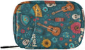 Green Fiesta Skulls Guitars Flowers Travel Pill Organizer Case Box Container Weekly Portable Vitamin Medicine Holder Storage Bag with Zipper Removable
