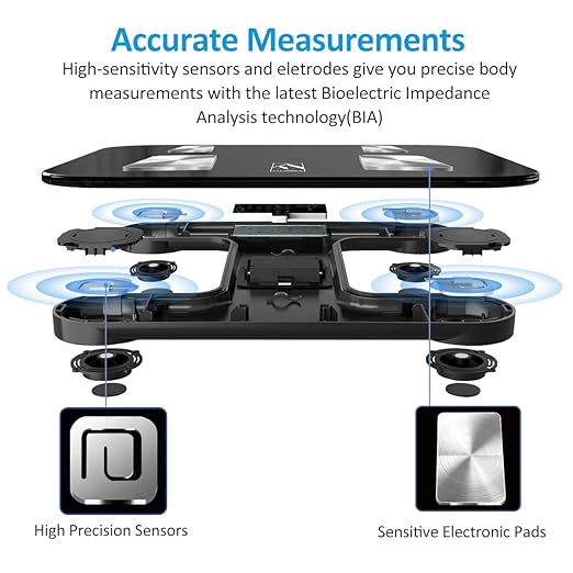 FITINDEX Scale with BMI, Body Fat, Muscle Mass, Smart Scale for Body Weight, Bluetooth, Digital, Sync with App, User Health Equipment