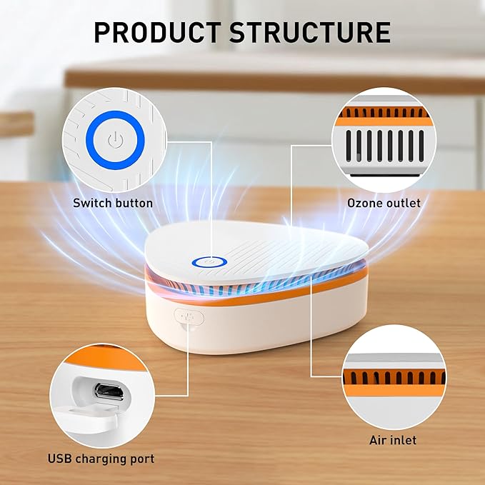 Mini Battery Powered Ozone Machine for Hunting Home Shoes cabinet Fridge Cat litter(Orange)