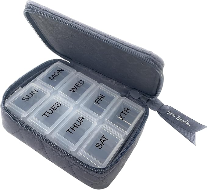 Vera Bradley Travel Pill Case Classic Black (Carbon Gray)