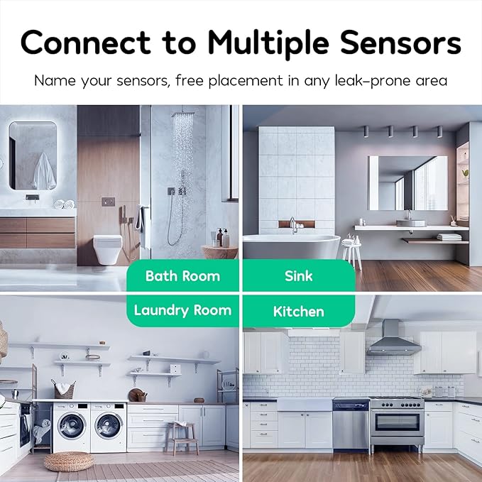 Winees WiFi Water Leak Detector, 3 Pack Water Sensors(Hub Not Included), Easy Set Up, 100M Transmission for Basement, Bathroom, Laundry, IFTTT, S1 FSK(Accessory)