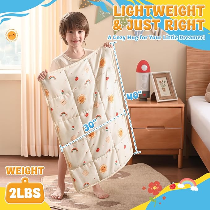 anfie Weighted Lap Pad 2 Pounds, Weighted Blanket (30"*40") Cooling Blanket for Sleeping,Weighted Throw Blanket for Travel Indoor Outdoor (Beige Sun)