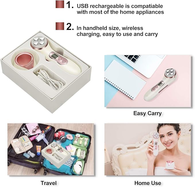 MiSMON High Frequency Facial Machine 5 in 1 Facial Massager Micro-Current Recharable Facial Frequency Device