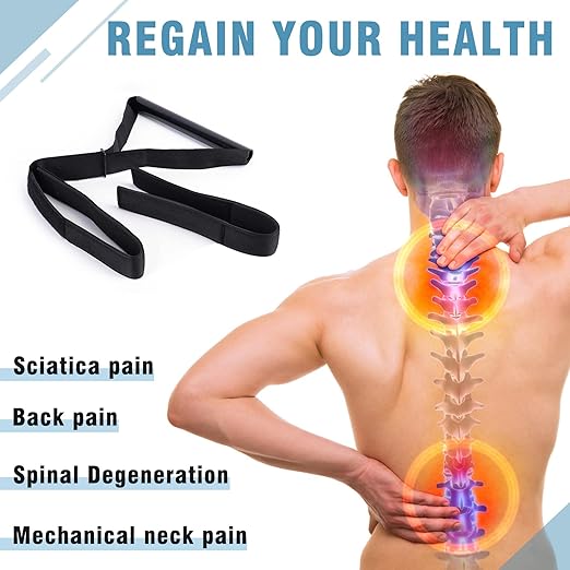 Neck Stretcher Strap, Spine Chiropractic Decompression Tool with Chin Belt, Cervical Neck Traction.