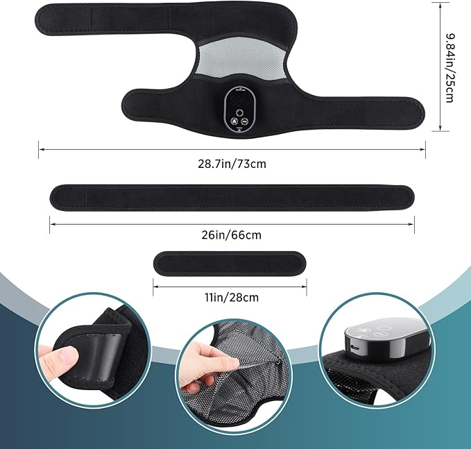 2-Pack Cordless Heated Knee Massager, Knee Heating Pad for Pain Relief, Heated Knee Wrap, 6 Heat Levels, 3 Vibration Modes & Timer, Adjustable Heaing Pad Wrap for Knee, Shoulder