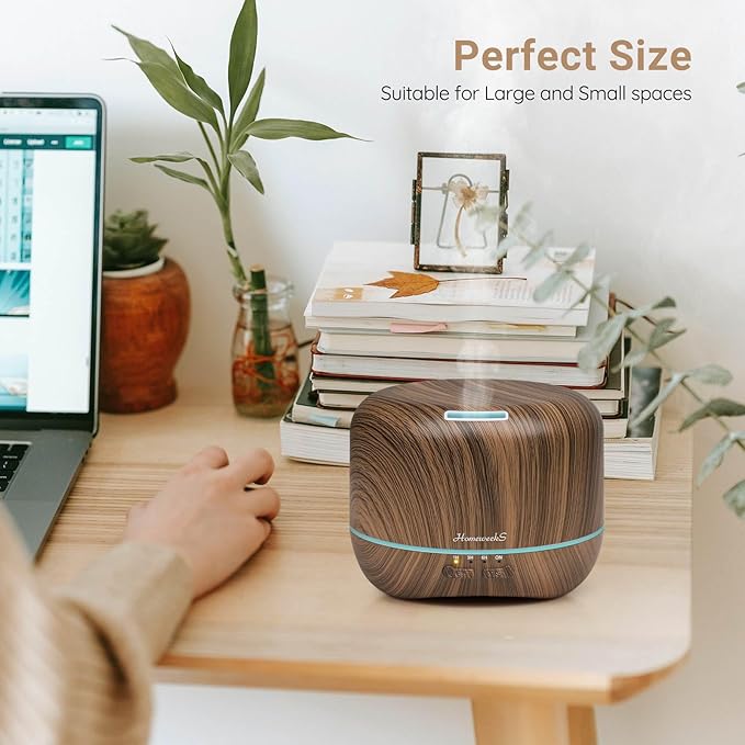 Aromatherapy Essential Oil Diffuser for Room: Air Humidifier Aroma Scent Cool Mist Diffuser Colorful Lights Wood Cute Small Large Waterless Auto Off Ultrasonic Diffusers for Home Bedroom (300ml)