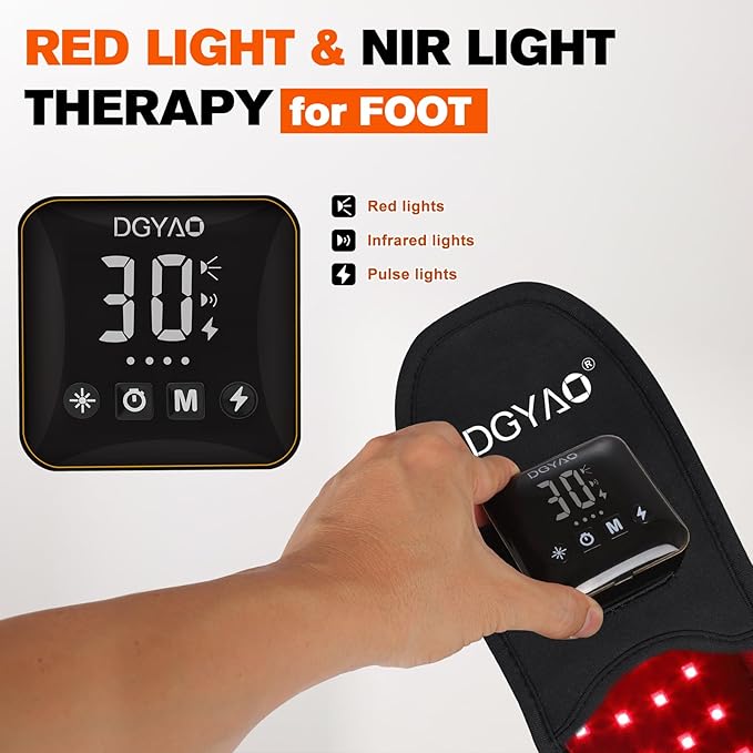 TUOB Red Light Therapy for Foot Pain Relief, Near Infrared Light Therapy Device with 4000 mAh Power Bank, Red Infrared Light Foot Therapy Double Side Pad Slipper Full Cover Feet Toes Instep