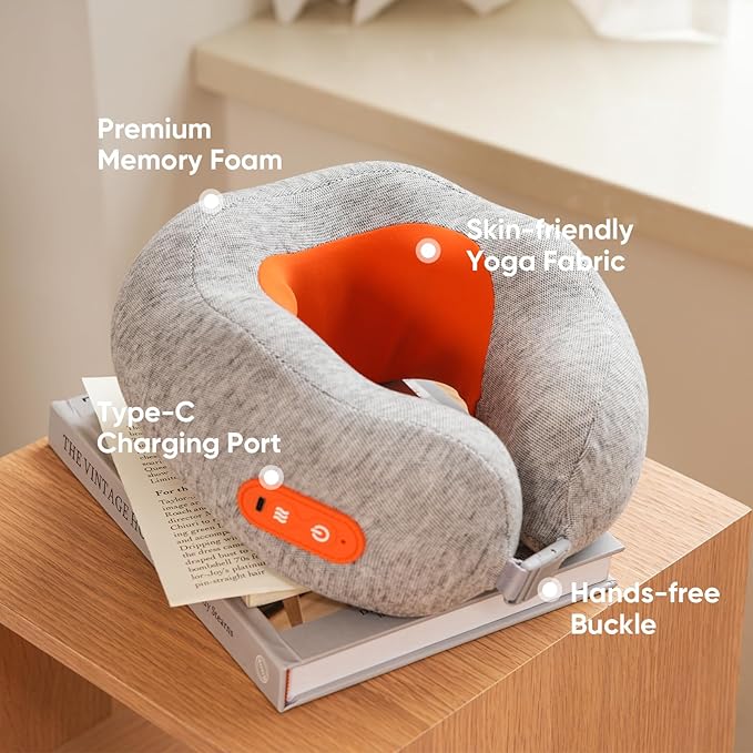 Howdy Shiatsu Neck Massager with Heating [2026 Upgraded], Heated Neck Pillow Cordless for Pain Relief Deep Tissue Kneading, Valentine's Day for Her/Him Gift, 2-in-1 Portable for Airplane Travel