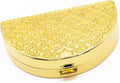 Gold Block Puzzle Pattern Semicricle Pocket Purse Portable Travel Pill Box & Medicine Organizer (1 Large Compartment)