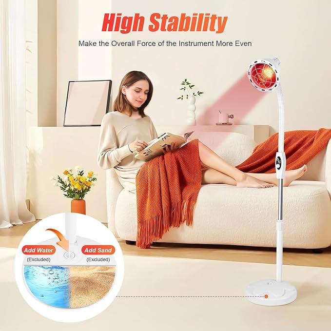 275W 110V Infrared Therapy Heat Lamp, Upright Far-Infrared Heat Therapy Lamp, for Relieving Joint Pain and Muscle Soreness