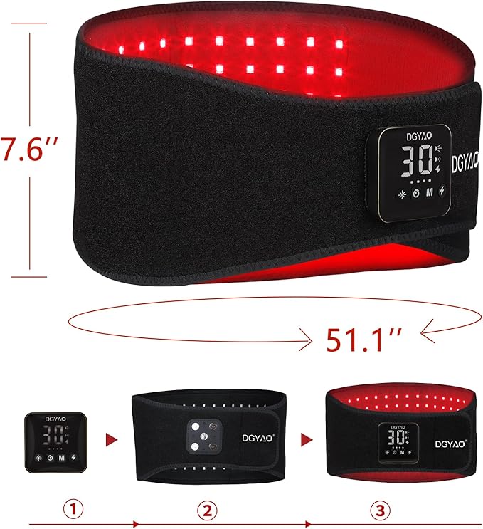 Cordless Red Light Therapy for Waist Back Pain Relief Near Infrared Light Therapy Device for Body Led Portable Wearable Wrap Rechargeable with 4000mAh Battery