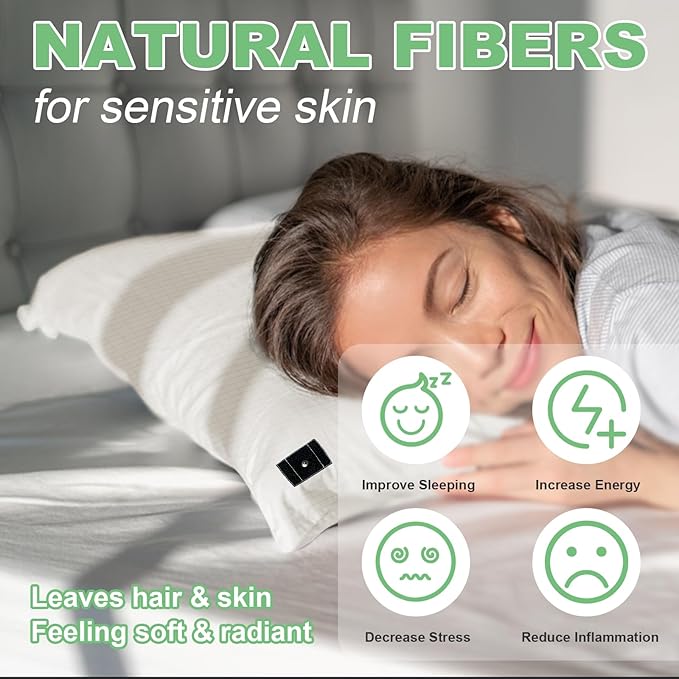 Grounding Pillowcase King Conductivity Grounding Pillow Cover for Better Sleep,Silver Fiber Cotton (20 * 36 inch,Cream)
