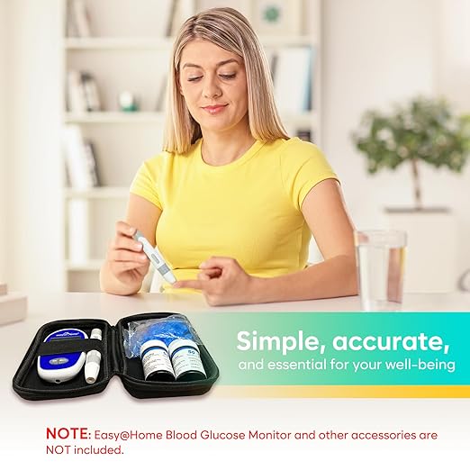 Easy@Home Blood Glucose Test Strips for Diabetes: for Use with Blood Sugar Monitor - Self Glucose Testing - 100 Diabetic Test Strips EBG-100SL-STRIP