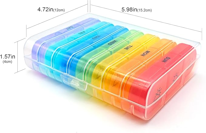 AIMI Weekly Pill Organizer 3 Times a Day, Large 7 Days Pill Box 3 Times a Day with Separate Container, Portable Pill Case for Medication, Vitamins, Fish Oil and Supplements