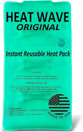 HEAT WAVE Instant Heat Packs Medium (5×9”)- Medical Grade Reusable Green 1-Pack Fast and HOT - Made in USA for Muscle Aches, Back, Arm, Shoulder, Pain Relief, Warmth on The Go; Heating Pad Click Heat