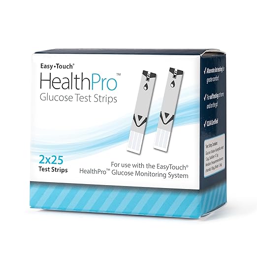 HealthPro Diabetic Test Strips by Easy Touch, 50 Count, Compatible with HealthPro Blood Glucose Monitor System