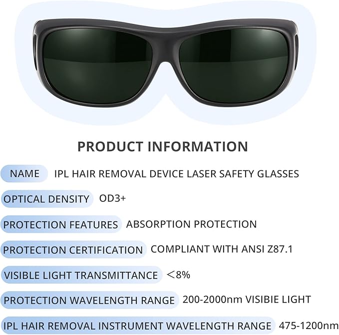 IPL Laser Safety Glasses 200nm-2000nm Protective Goggles for Laser Hair Removal and Cosmetology
