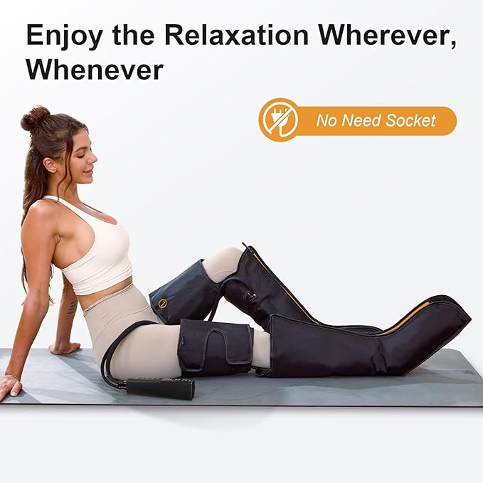 QUINEAR Advanced Full Leg Air Compression Massage, Leg and Foot Massager with Remote, Foot Calf & Thigh Massager for Swollen Legs