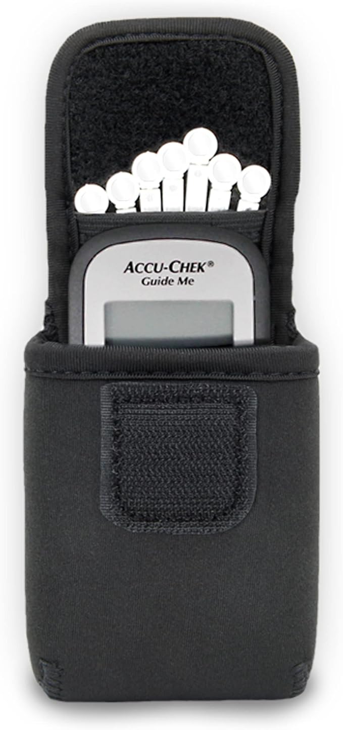 USA Gear Glucose Monitor Case Fits One Touch Verio Meter, Accu-Chek Guid, Metene TD-4116, Lancets, Blood Sugar Test Strips - Blood Sugar Glucometer Pouch with Belt Loop, Carabiner (Pouch Only)