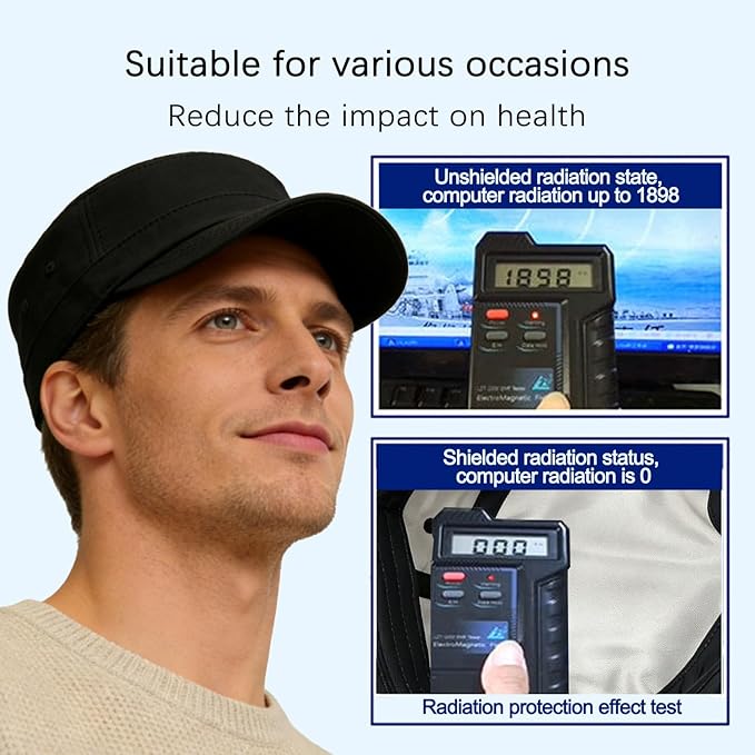 Effective 99.99% Anti R.adiation Cap E.M.F Protection Hat Shielding WiFi 5G Hat Black, 51-61cm/21-24in