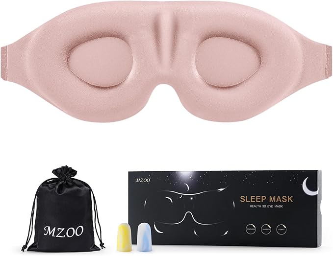 Sleep Eye Mask for Men Women 2 Pack 3D Contoured Cup Sleeping Mask & Blindfold, Concave Molded Night Sleep Mask, Block Out Light, Soft Comfort Eye Shade Cover for Travel Yoga Nap, Pink & Blue