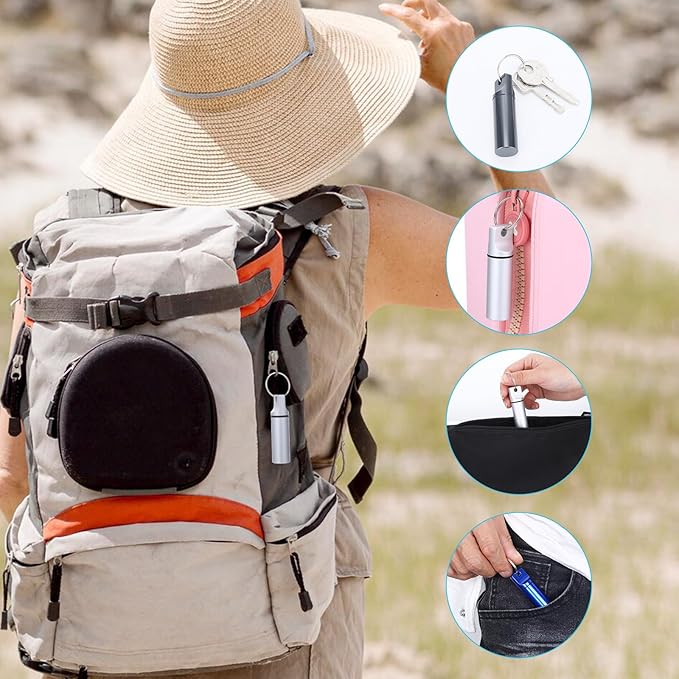 6 PCS Pill Container Keychain, Waterproof Metal Pill Container Portable Keychain Pill Holder, Pocket Mini Keychains Pills Case for Men, Medicine Storage Small Medicine Case for Women Outdoor Travel