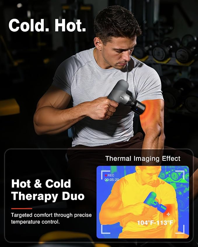cotsoco Mini Massage Gun with Heat and Cold Therapy for Muscle Recovery, Pocket-Sized Deep Tissue Massager, Portable Percussion Massage Gun for Pain Relief, Birthday Gifts for him her