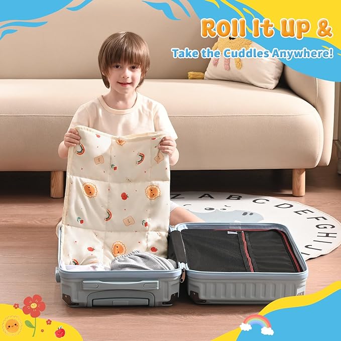anfie Weighted Lap Pad 2 Pounds, Weighted Blanket (30"*40") Cooling Blanket for Sleeping,Weighted Throw Blanket for Travel Indoor Outdoor (Beige Sun)