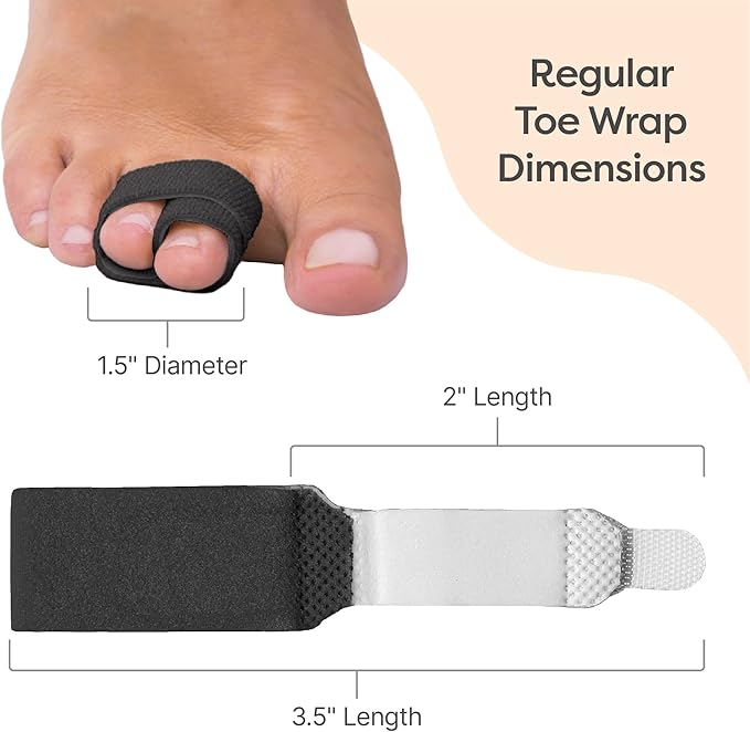 ZenToes Hammer Toe Corrector for Women & Men - Reusable Fabric Buddy Wraps for Broken Toes - Cushioned Toe Splint for Protection & Recovery & Hammertoe Straightener - 4 Count (OSFM, Black)