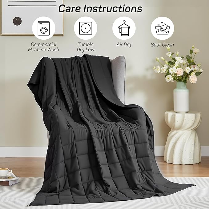 Weighted Blanket for Adults 15lbs, Queen Size Heavy Blanket for 125-180lbs, Weighted Throw Blanket with Premium Glass Beads, Soft Thick Blanket for Adult All-Season, 60 x 80 inches, Black