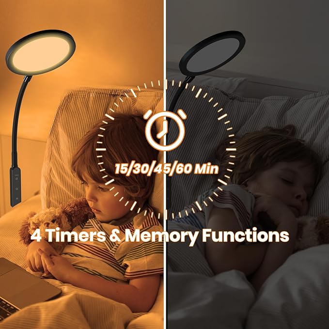 2-in-1 Light Therapy Lamp – Sun Lamp with 4 Brightness Levels, 4 Color Temperatures, Timers & Memory, Sunlight Lamp Flexible Design for Home Office
