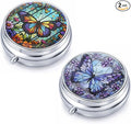 Pill Box, 2 Pcs Compartment Small Pill Case Pocket Medicine Organizer Metal Pill Container Holder for Vitamins, Medication, Fish Oil and Supplements