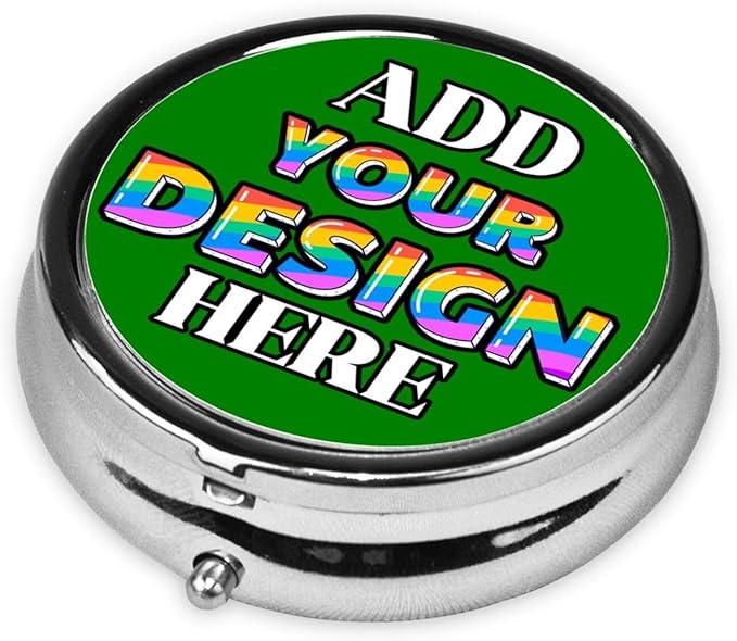 Custom Pill Container, Medicine Pill Box Case Organizer Travel Pill Holder Vitamin for Purse Med Wallet Portable Mini Pastillero Round, Green, Personalized Gifts