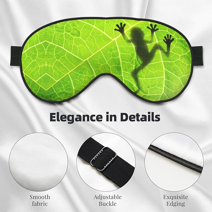 Frog Shadow on The Leaf Sleep Mask Eye Mask with Adjustable Strap Eye Sleep Shade Cover Blocks Light for Women Men Airplane Travel Nap