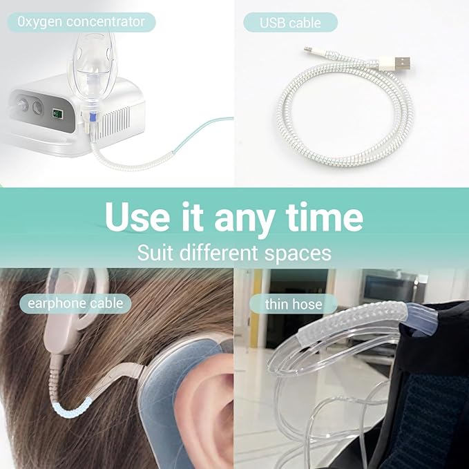 12 Pack Oxygen Tubing Support, Prevents Kinks Tubing Accessories in Oxygen Hose, Tube Support Crimp Straightener for Portable Oxygen Concentrator & Nasal Cannula, White
